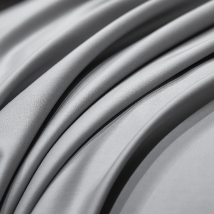 91家纺网 家纺一手货源 找家纺 秀色2025新款轻奢100支贡缎四件套 雅克-典雅灰／粉末白