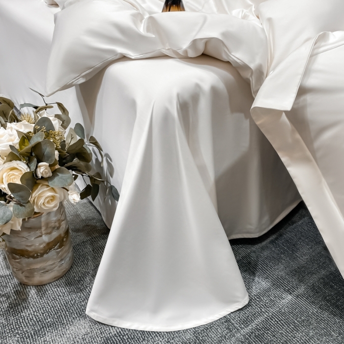 91家纺网 家纺一手货源 找家纺 秀色2025新款轻奢100支贡缎四件套 雅克-皓月白