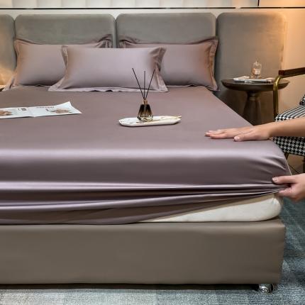 91家纺网 家纺一手货源 找家纺 秀色2025新100支贡缎长绒棉纯色单床笠单件 梦易-香芋紫