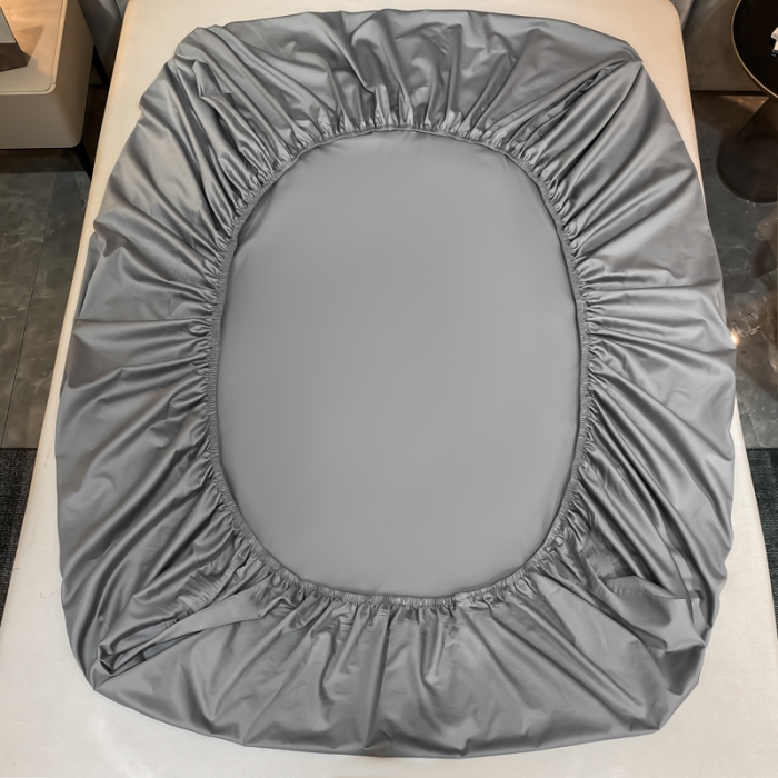 91家纺网 家纺一手货源 找家纺 秀色2025新100支贡缎长绒棉纯色单床笠单件 梦易-典雅灰