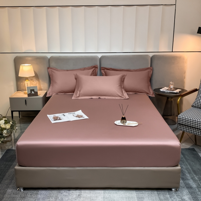 91家纺网 家纺一手货源 找家纺 秀色2025新100支贡缎长绒棉纯色单床笠单件 梦易-琳蕴褚