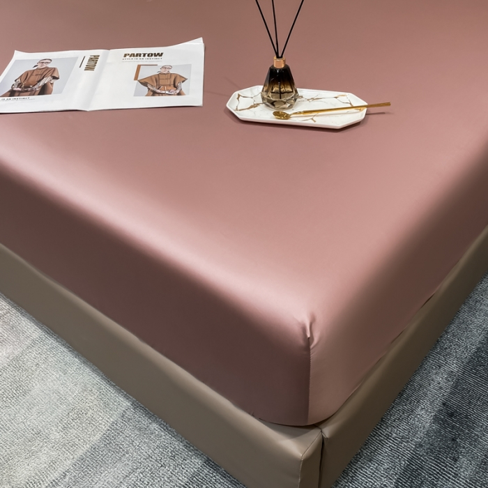 91家纺网 家纺一手货源 找家纺 秀色2025新100支贡缎长绒棉纯色单床笠单件 梦易-琳蕴褚