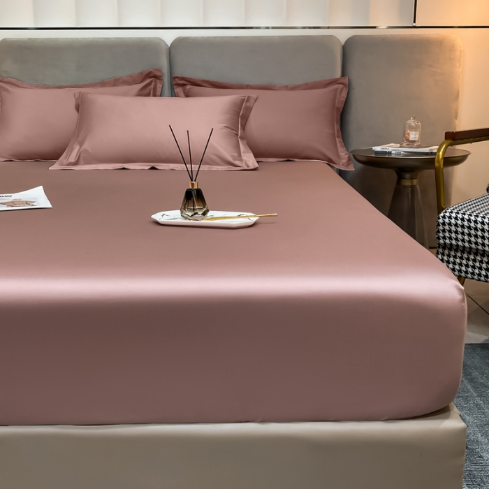 91家纺网 家纺一手货源 找家纺 秀色2025新100支贡缎长绒棉纯色单床笠单件 梦易-琳蕴褚