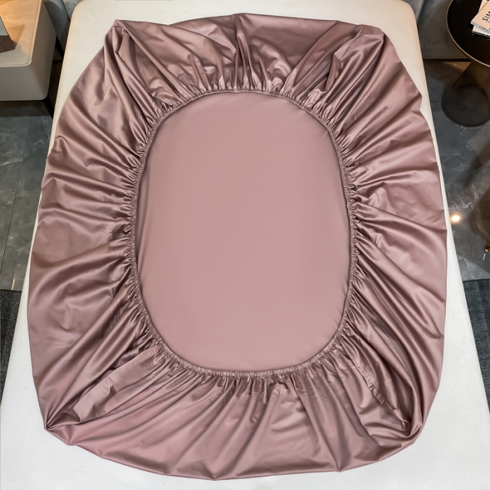 91家纺网 家纺一手货源 找家纺 秀色2025新100支贡缎长绒棉纯色单床笠单件 梦易-琳蕴褚