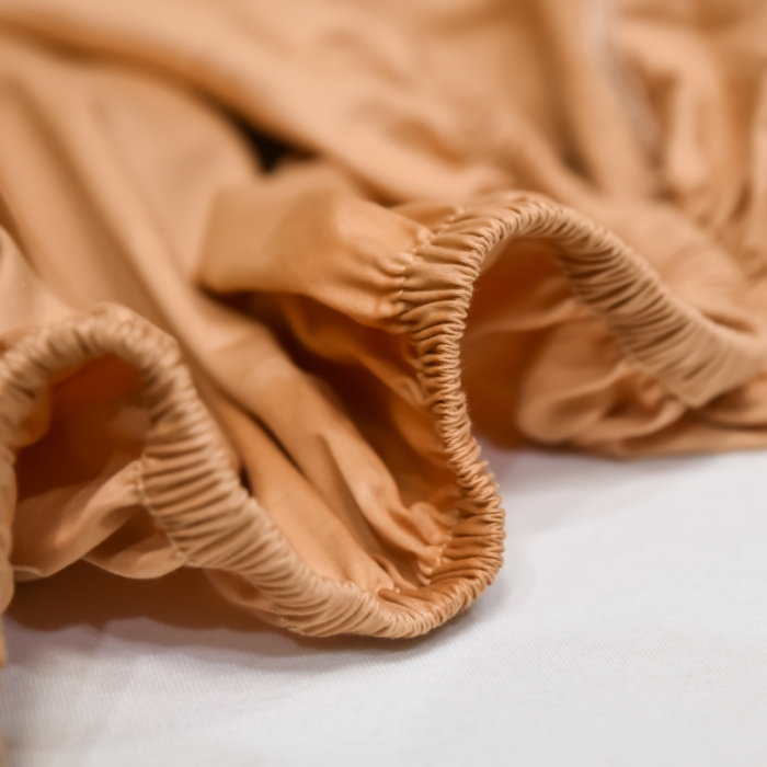 91家纺网 家纺一手货源 找家纺 秀色2025新100支贡缎长绒棉纯色单床笠单件 梦易-南瓜橘