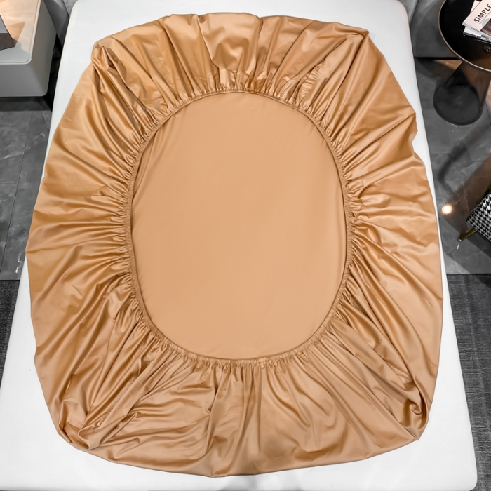 91家纺网 家纺一手货源 找家纺 秀色2025新100支贡缎长绒棉纯色单床笠单件 梦易-南瓜橘