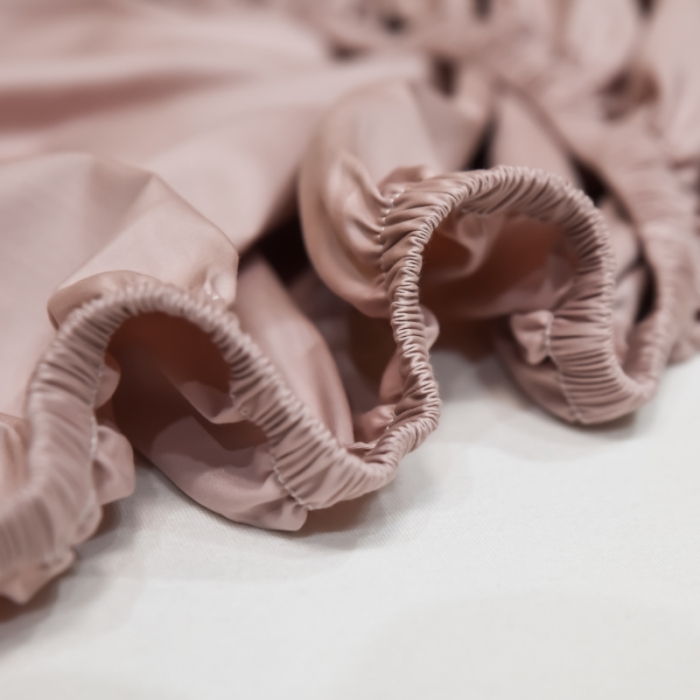 91家纺网 家纺一手货源 找家纺 秀色2025新100支贡缎长绒棉纯色单床笠单件 梦易-玉颜粉