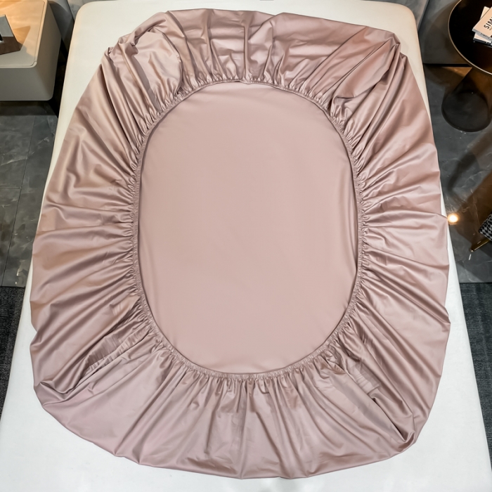 91家纺网 家纺一手货源 找家纺 秀色2025新100支贡缎长绒棉纯色单床笠单件 梦易-玉颜粉