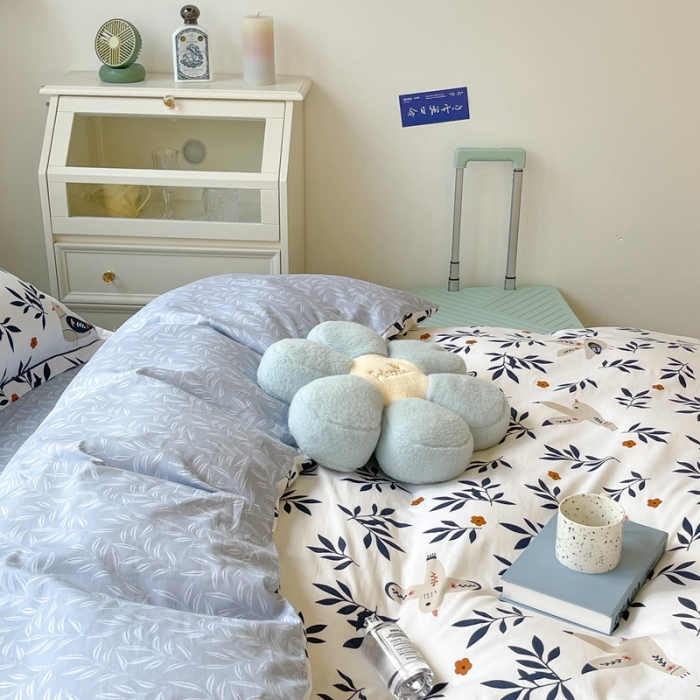 91家纺网 家纺一手货源 找家纺 昔可家纺 2022新款13070工艺款全棉四件套 绿萦鸟啼