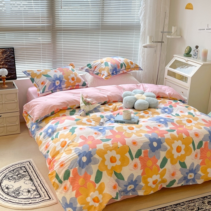 91家纺网 家纺一手货源 找家纺 昔可家纺 2022新款13070工艺款全棉四件套 莫奈