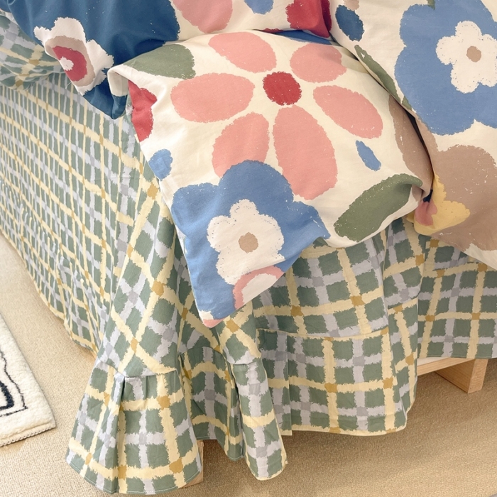 91家纺网 家纺一手货源 找家纺 昔可家纺 2022新款13070工艺款全棉四件套 水彩花