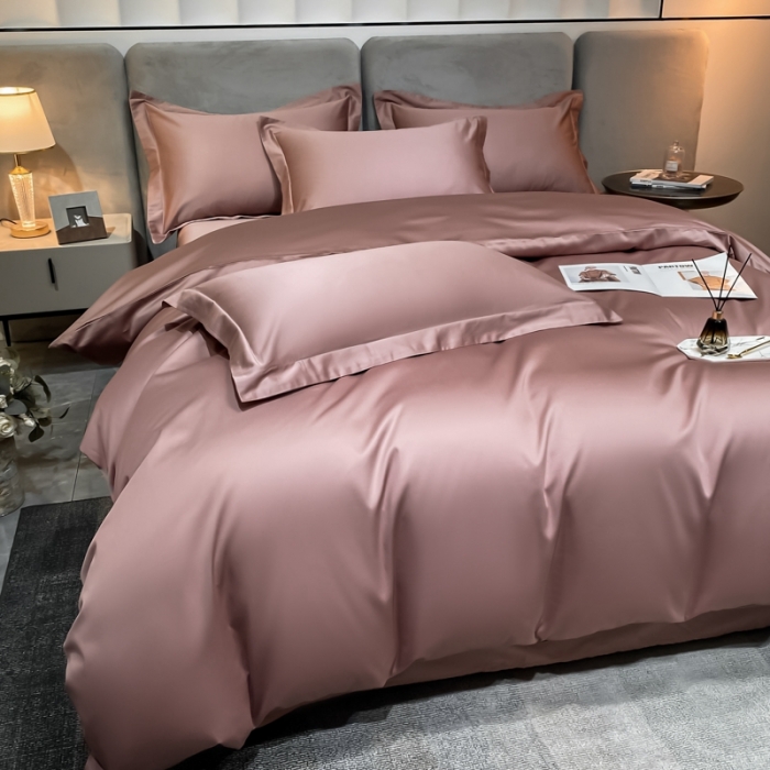 91家纺网 家纺一手货源 找家纺 秀色2025新款100支贡缎纯色双拼单被套 雅克-琳蕴褚