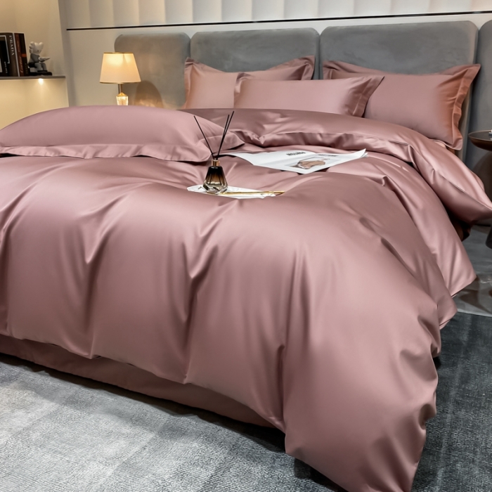 91家纺网 家纺一手货源 找家纺 秀色2025新款100支贡缎纯色双拼单被套 雅克-琳蕴褚