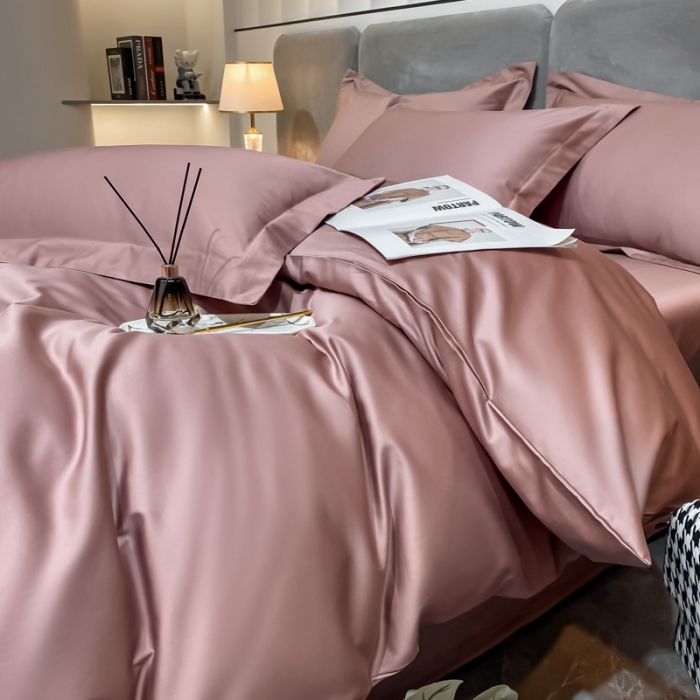 91家纺网 家纺一手货源 找家纺 秀色2025新款100支贡缎纯色双拼单被套 雅克-琳蕴褚