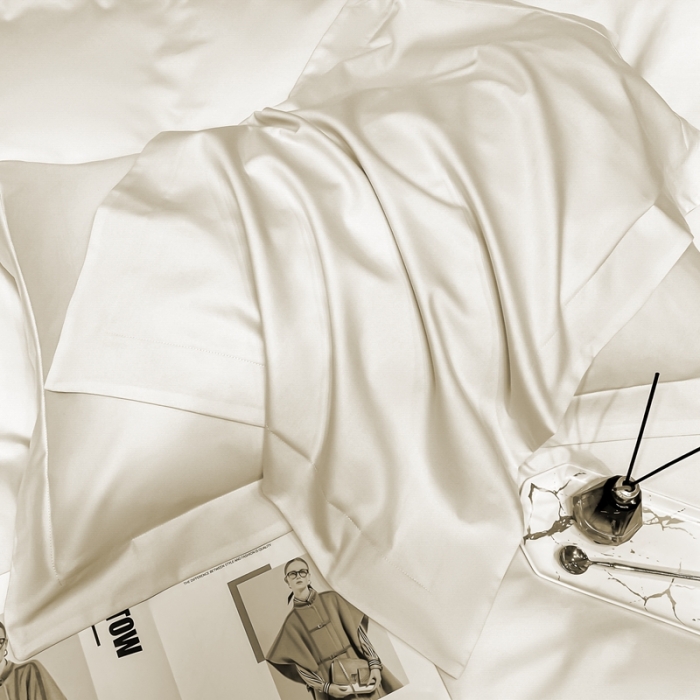 91家纺网 家纺一手货源 找家纺 秀色100支贡缎纯色双拼长绒棉单被套 雅克-浅驼／南瓜桔