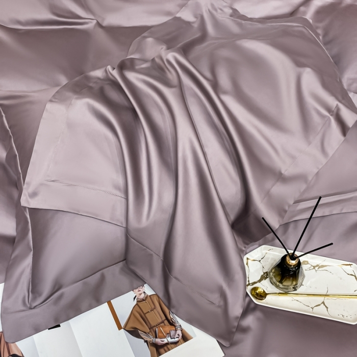 91家纺网 家纺一手货源 找家纺 秀色2025新款100支贡缎纯色长绒套件单被套 雅克-香芋紫