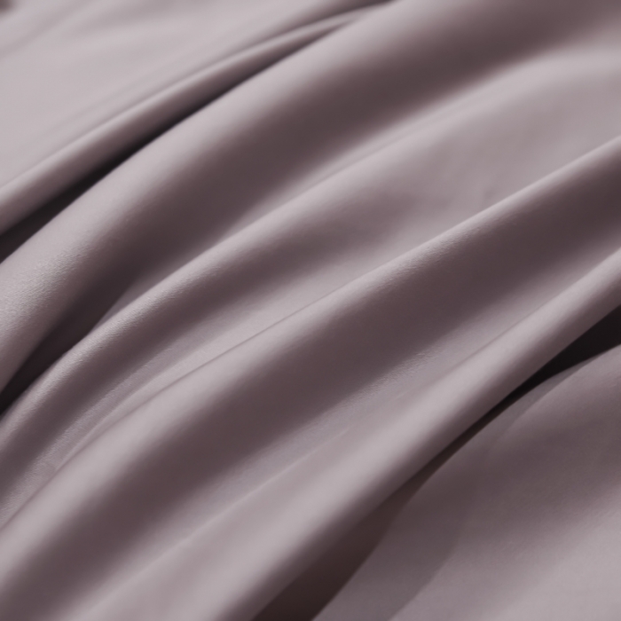 91家纺网 家纺一手货源 找家纺 秀色100支贡缎纯色双拼长绒棉单被套 雅克-香芋紫／浅驼