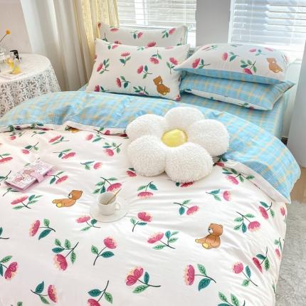 91家纺网 家纺一手货源 找家纺 凌鼎 2025新款40支13372全棉印花四件套 花园熊