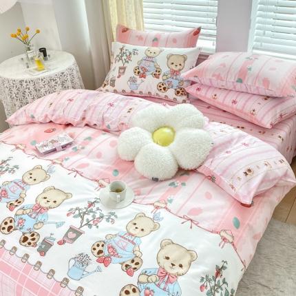 91家纺网 家纺一手货源 找家纺 凌鼎 2025新款40支13372全棉印花四件套 园丁小熊