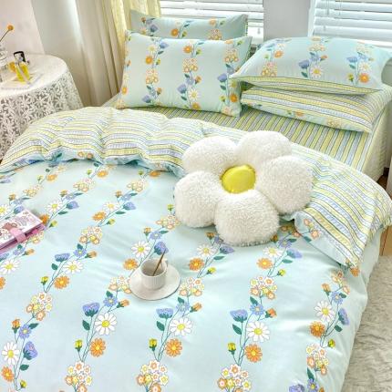 91家纺网 家纺一手货源 找家纺 凌鼎 2025新款40支13372全棉印花四件套 瑶香-绿