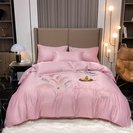 91家纺网 家纺一手货源 找家纺 爱家 2023新款高精密刺绣四件套-羽叶 羽叶-黛雅莎