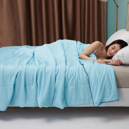 91家纺网 家纺一手货源 找家纺 梦镜 2025新款A类冰淇淋凉感丝夏凉被 水蓝