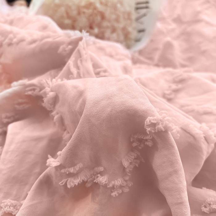 91家纺网 家纺一手货源 找家纺 澳梵家居2022新款韩式立体剪花小清新水洗全棉四件套泡芙粉玉