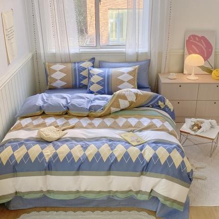 91家纺网 家纺一手货源 找家纺 （总）琪格格 2023新款纯棉13372简约款四件套