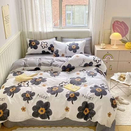 91家纺网 家纺一手货源 找家纺 （总）琪格格 2023新款纯棉13372简约款四件套