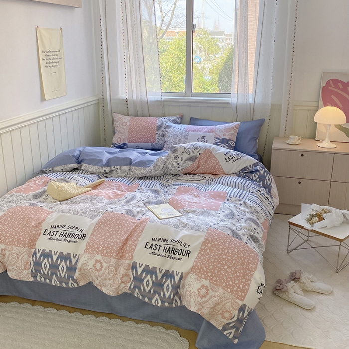 91家纺网 家纺一手货源 找家纺 琪格格 2022新款纯棉13372简约款四件套 春之歌