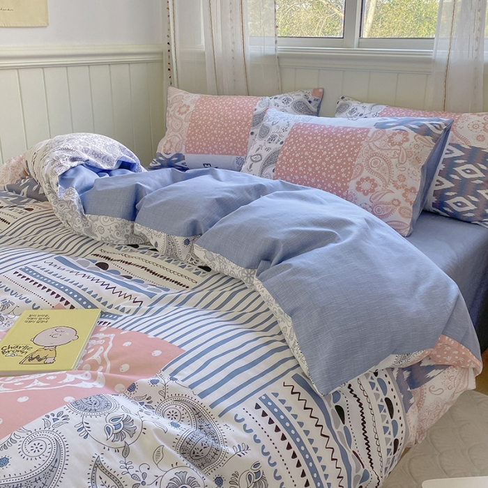 91家纺网 家纺一手货源 找家纺 琪格格 2022新款纯棉13372简约款四件套 春之歌