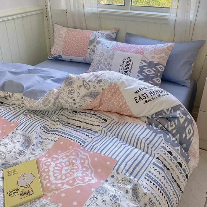 91家纺网 家纺一手货源 找家纺 琪格格 2022新款纯棉13372简约款四件套 春之歌