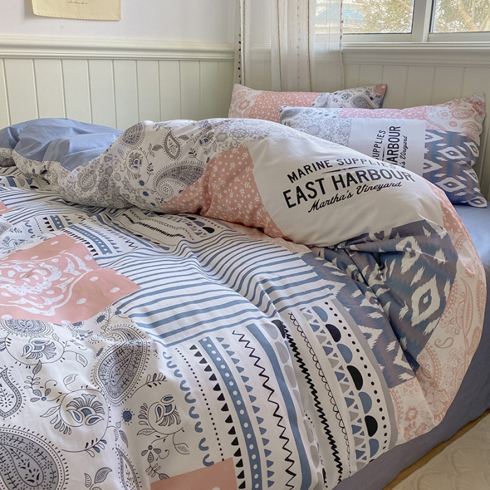 91家纺网 家纺一手货源 找家纺 琪格格 2022新款纯棉13372简约款四件套 春之歌