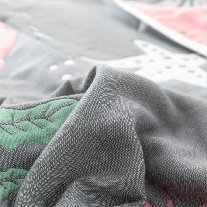 91家纺网 家纺一手货源 找家纺 朴尔 2022年新款卡漫风格全棉六层纱毛巾被 海底世界-灰