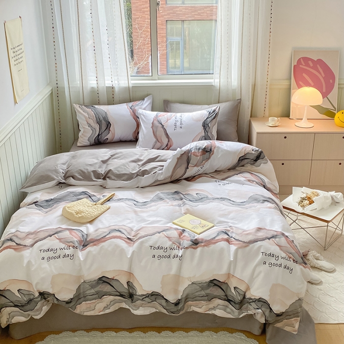 91家纺网 家纺一手货源 找家纺 琪格格 2022新款纯棉13372简约款四件套 琉光