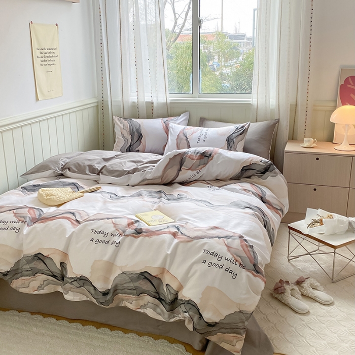 91家纺网 家纺一手货源 找家纺 琪格格 2022新款纯棉13372简约款四件套 琉光