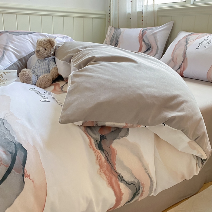 91家纺网 家纺一手货源 找家纺 琪格格 2022新款纯棉13372简约款四件套 琉光