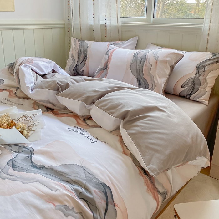 91家纺网 家纺一手货源 找家纺 琪格格 2022新款纯棉13372简约款四件套 琉光