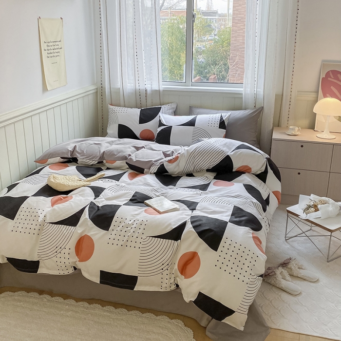 91家纺网 家纺一手货源 找家纺 琪格格 2022新款纯棉13372简约款四件套 旋律