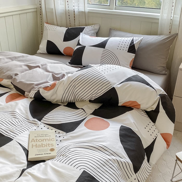 91家纺网 家纺一手货源 找家纺 琪格格 2022新款纯棉13372简约款四件套 旋律