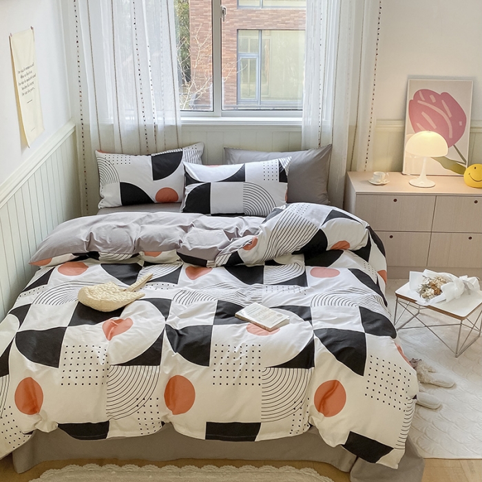 91家纺网 家纺一手货源 找家纺 琪格格 2022新款纯棉13372简约款四件套 旋律