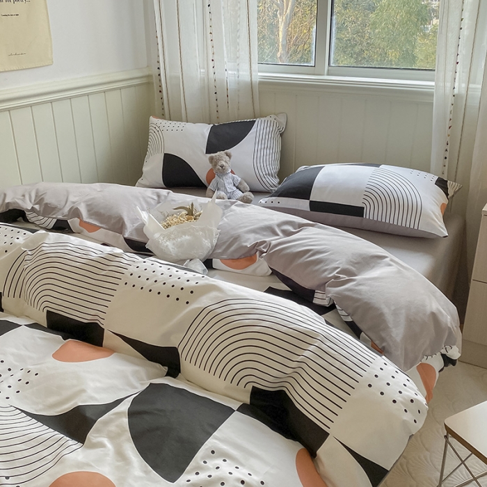 91家纺网 家纺一手货源 找家纺 琪格格 2022新款纯棉13372简约款四件套 旋律