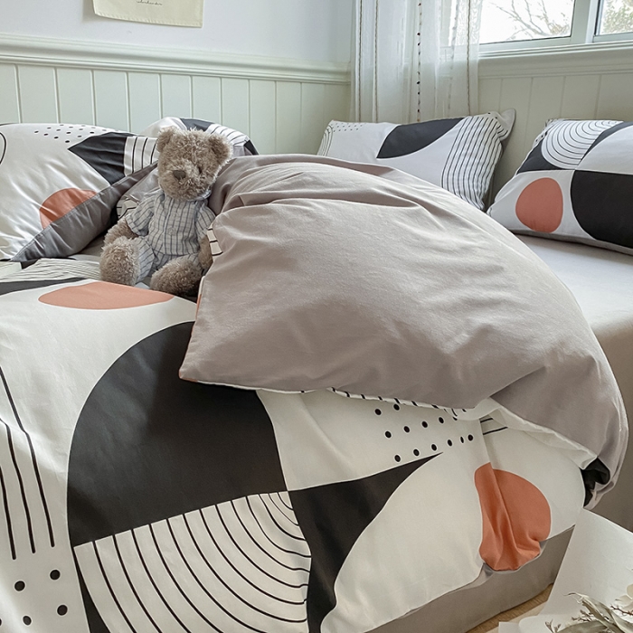 91家纺网 家纺一手货源 找家纺 琪格格 2022新款纯棉13372简约款四件套 旋律