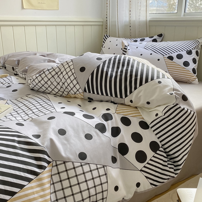 91家纺网 家纺一手货源 找家纺 琪格格 2022新款纯棉13372简约款四件套 几何点点