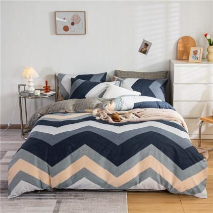 91家纺网 家纺一手货源 找家纺 琪格格 2022新款纯棉13372简约款四件套 几何时尚