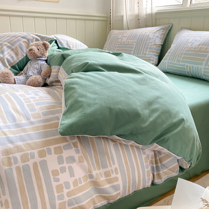 91家纺网 家纺一手货源 找家纺 琪格格 2022新款纯棉13372简约款四件套 简一