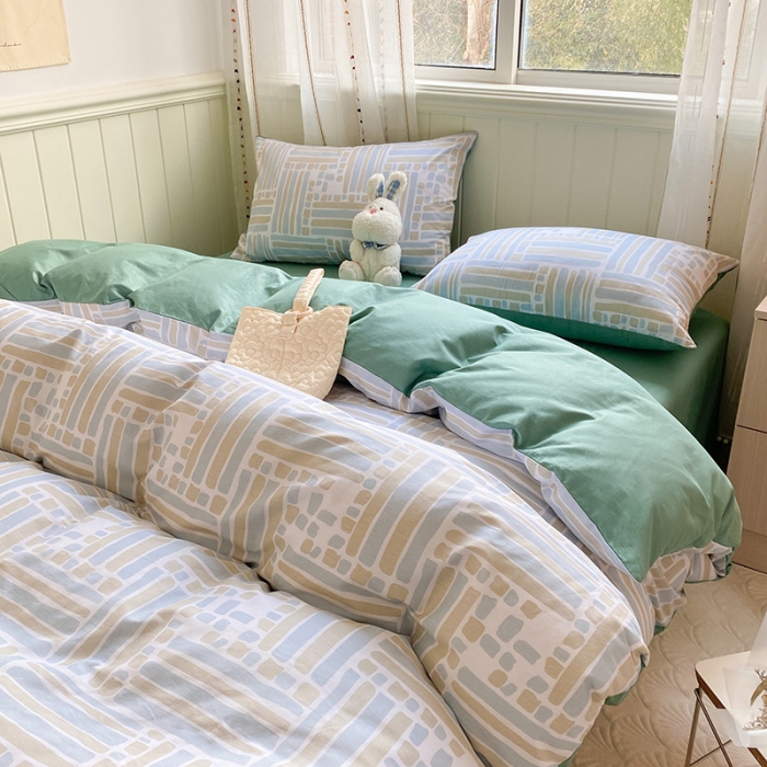 91家纺网 家纺一手货源 找家纺 琪格格 2022新款纯棉13372简约款四件套 简一