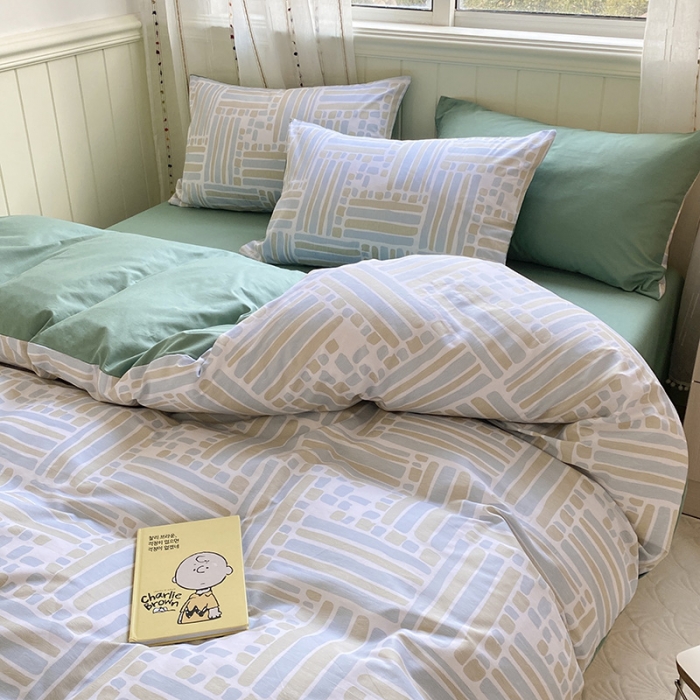 91家纺网 家纺一手货源 找家纺 琪格格 2022新款纯棉13372简约款四件套 简一