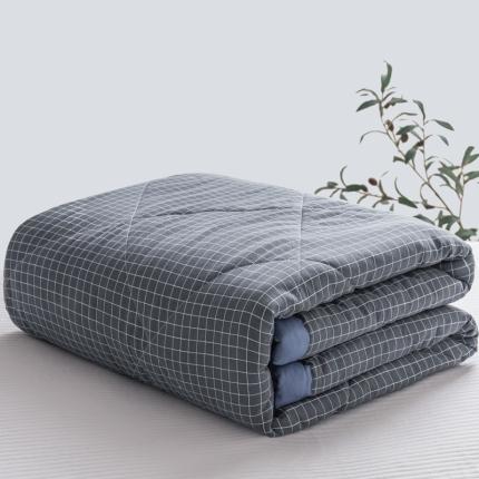 91家纺网 家纺一手货源 找家纺 U被家纺 2022新款无印格条夏凉被【实拍图】 粉咖格