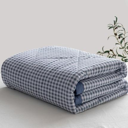 91家纺网 家纺一手货源 找家纺 U被家纺 2022新款无印格条夏凉被【实拍图】 粉咖格